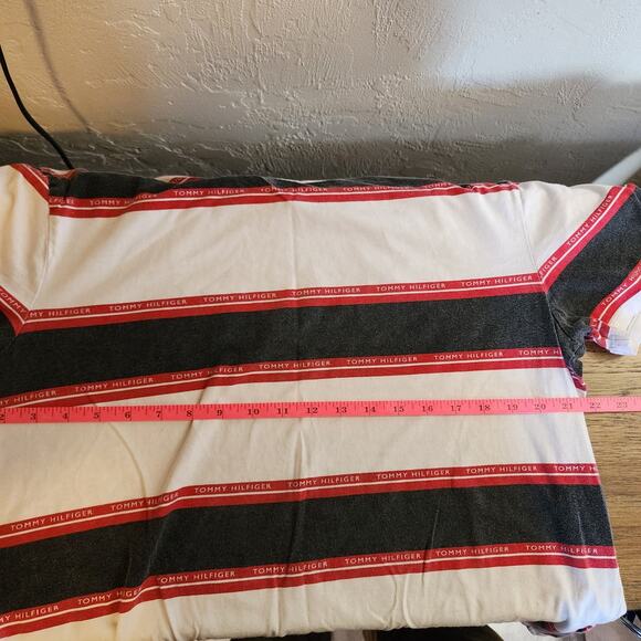 Tommy Hilfiger Large Y2K Striped Shirt - Black, White, Red - Picture 4 of 6